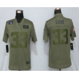 Women's Minnesota Vikings #33 Dalvin Cook NEW Olive 2019 Salute To Service Stitched NFL Nike Limited Jersey