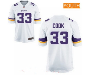 Youth 2017 NFL Draft Minnesota Vikings #33 Dalvin Cook White Road Stitched NFL Nike Game Jersey