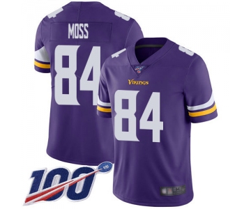 Nike Vikings #84 Randy Moss Purple Team Color Men's Stitched NFL 100th Season Vapor Limited Jersey
