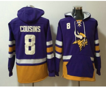 Men's Minnesota Vikings #8 Kirk Cousins NEW Purple Pocket Stitched NFL Pullover Hoodie