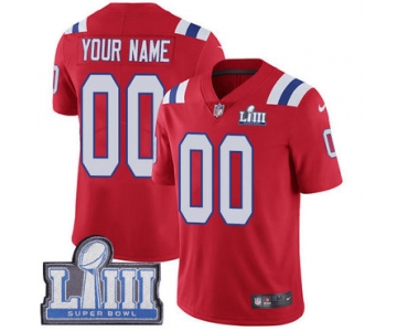 Men's Customized New England Patriots Vapor Untouchable Super Bowl LIII Bound Limited Red Nike NFL Alternate Jersey