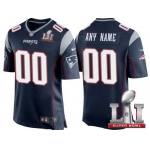 Men's New England Patriots Navy Blue 2017 Super Bowl LI NFL Nike Custom Game Jersey