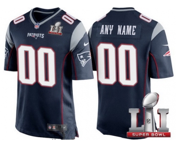 Men's New England Patriots Navy Blue 2017 Super Bowl LI NFL Nike Custom Game Jersey