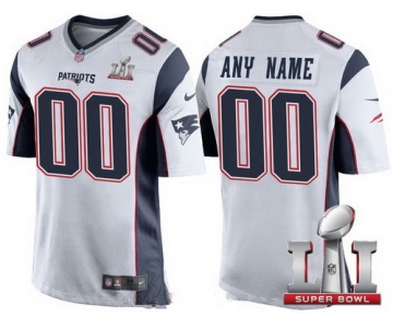 Men's New England Patriots White 2017 Super Bowl LI NFL Nike Custom Game Jersey