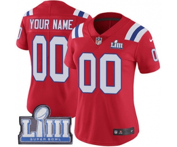Women's Customized New England Patriots Vapor Untouchable Super Bowl LIII Bound Limited Red Nike NFL AlternateJersey
