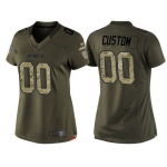 Women's New England Patriots Custom Olive Camo Salute To Service Veterans Day NFL Nike Limited Jersey