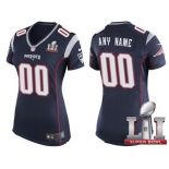 Women's New England Patriots Navy Blue 2017 Super Bowl LI NFL Nike Custom Game Jersey