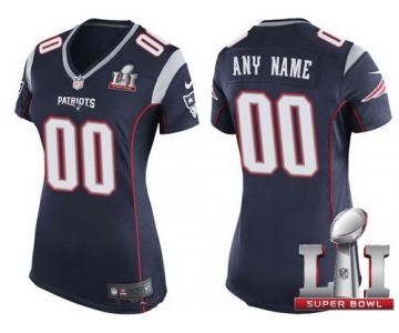Women's New England Patriots Navy Blue 2017 Super Bowl LI NFL Nike Custom Game Jersey
