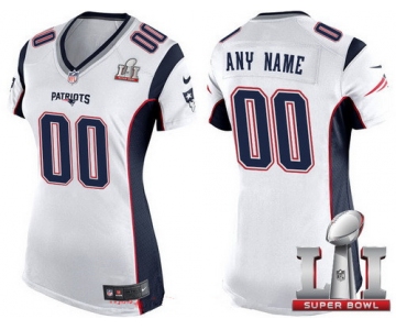 Women's New England Patriots White 2017 Super Bowl LI NFL Nike Custom Game Jersey