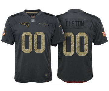 Youth New England Patriots Custom Anthracite Camo 2016 Salute To Service Veterans Day NFL Nike Limited Jersey