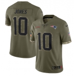 Men's New England Patriots #10 Mac Jones 2022 Olive Salute To Service Limited Stitched Jersey