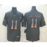 Men's New England Patriots #11 Julian Edelman 2019 Black Salute To Service USA Flag Fashion Limited Jersey