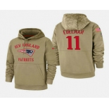 Men's New England Patriots #11 Julian Edelman 2019 Salute to Service Sideline Therma Pullover Hoodie