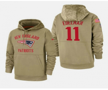 Men's New England Patriots #11 Julian Edelman 2019 Salute to Service Sideline Therma Pullover Hoodie