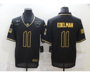 Men's New England Patriots #11 Julian Edelman Black Gold 2020 Salute To Service Stitched NFL Nike Limited Jersey