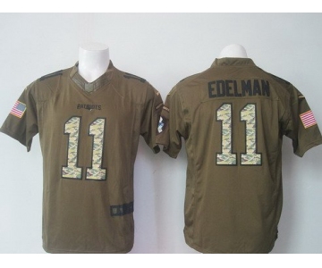 Men's New England Patriots #11 Julian Edelman Green Salute To Service 2015 NFL Nike Limited Jersey