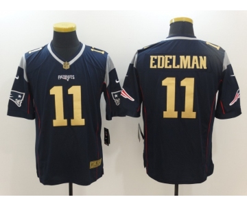 Men's New England Patriots #11 Julian Edelman Navy Blue With Gold Stitched NFL Nike Limited Jersey