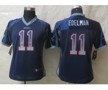 Nike New England Patriots #11 Julian Edelman Drift Fashion Blue Womens Jersey
