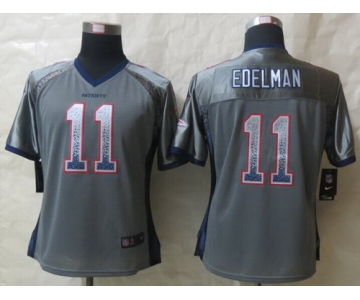 Nike New England Patriots #11 Julian Edelman Drift Fashion Gray Womens Jersey
