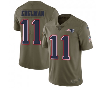Nike New England Patriots #11 Julian Edelman Olive Men's Stitched NFL Limited 2017 Salute To Service Jersey