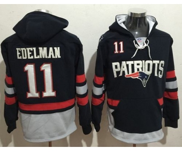 Nike Patriots #11 Julian Edelman Navy Blue Sawyer Hooded Sweatshirt NFL Hoodie