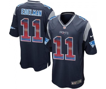 Nike Patriots #11 Julian Edelman Navy Blue Team Color Men's Stitched NFL Limited Strobe Jersey