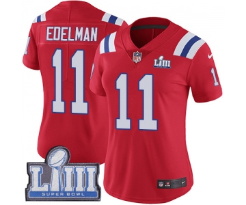 Women's New England Patriots #11 Julian Edelman Red Nike NFL Alternate Vapor Untouchable Super Bowl LIII Bound Limited Jersey