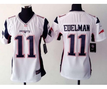 Women's New England Patriots #11 Julian Edelman White Road 2015 NFL Nike Game Jersey