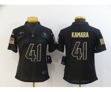 Women's New Orleans Saints #41 Alvin Kamara Black 2020 Salute To Service Stitched NFL Nike Limited Jersey