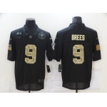 Men's New Orleans Saints #9 Drew Brees Black Camo 2020 Salute To Service Stitched NFL Nike Limited Jersey