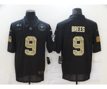 Men's New Orleans Saints #9 Drew Brees Black Camo 2020 Salute To Service Stitched NFL Nike Limited Jersey