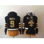 Men's New Orleans Saints #9 Drew Brees NEW Black Pocket Stitched NFL Pullover Hoodie