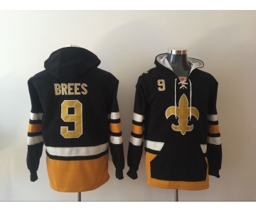 Men's New Orleans Saints #9 Drew Brees NEW Black Pocket Stitched NFL Pullover Hoodie