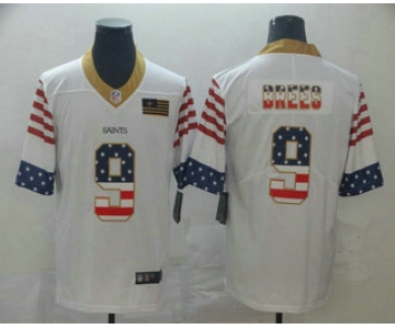 Men's New Orleans Saints #9 Drew Brees White Independence Day Stars Stripes Jersey