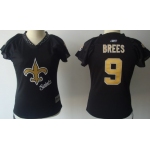 New Orleans Saints #9 Drew Brees 2011 Black Womens Field Flirt Fashion Jersey
