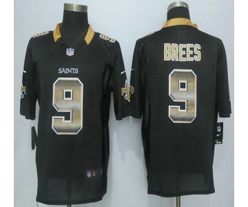 New Orleans Saints #9 Drew Brees Black Strobe 2015 NFL Nike Fashion Jersey