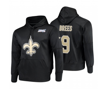 New Orleans Saints #9 Drew Brees Nike NFL 100 Primary Logo Circuit Name & Number Pullover Hoodie Black