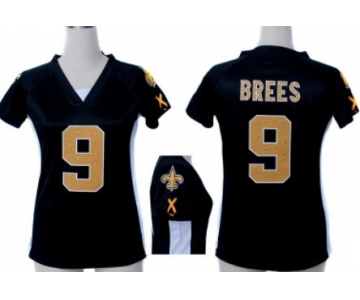 Nike New Orleans Saints #9 Drew Brees 2012 Black Womens Draft Him II Top Jersey