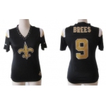 Nike New Orleans Saints #9 Drew Brees 2012 Black Womens Field Flirt Fashion Jersey