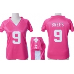 Nike New Orleans Saints #9 Drew Brees 2012 Pink Womens Draft Him II Top Jersey