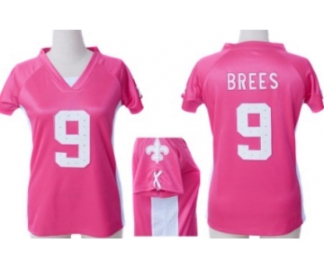 Nike New Orleans Saints #9 Drew Brees 2012 Pink Womens Draft Him II Top Jersey