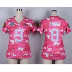 Nike New Orleans Saints #9 Drew Brees 2014 Salute to Service Pink Camo Womens Jersey