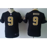 Nike New Orleans Saints #9 Drew Brees Black Game Kids Jersey