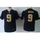 Nike New Orleans Saints #9 Drew Brees Black Game Kids Jersey