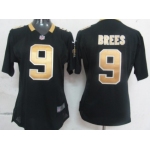 Nike New Orleans Saints #9 Drew Brees Black Game Womens Jersey