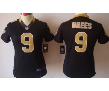 Nike New Orleans Saints #9 Drew Brees Black Limited Womens Jersey
