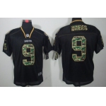 Nike New Orleans Saints #9 Drew Brees Black With Camo Elite Jersey
