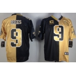 Nike New Orleans Saints #9 Drew Brees Black/Gold Two Tone Elite Jersey
