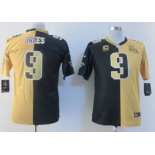 Nike New Orleans Saints #9 Drew Brees Black/Gold Two Tone Kids Jersey