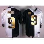 Nike New Orleans Saints #9 Drew Brees Black/White Two Tone Elite Jersey